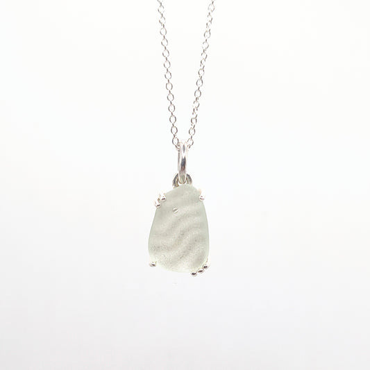 collana gocce di mare bianco argento 925 vetrino di mare fatta a mano