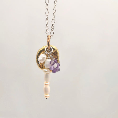 dettaglio collana amy charms argento 925 ottone ametista