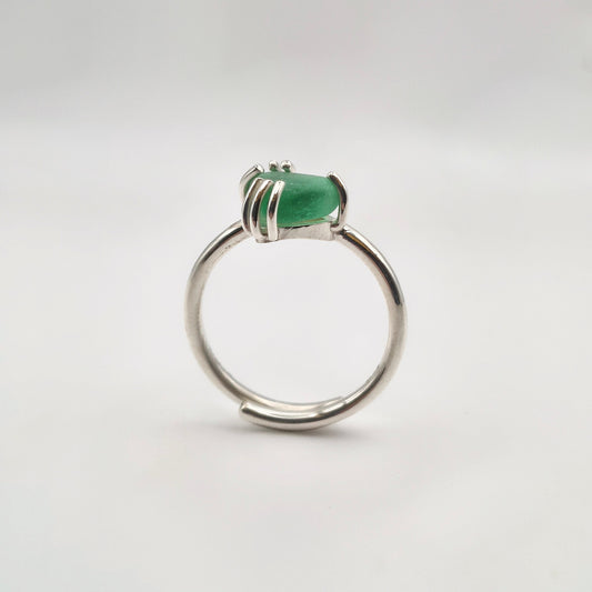 anello gocce di mare verde argento 925 vetrino di mare fatto a mano