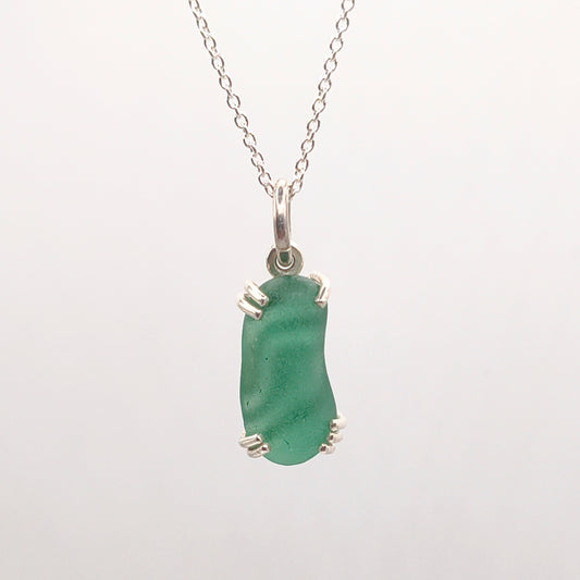collana gocce di mare verde azzurro argento 925 vetrino di mare fatta a mano