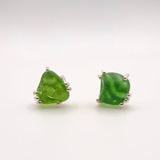 orecchini gocce di mare verde argento 925 vetrino di mare fatti a mano