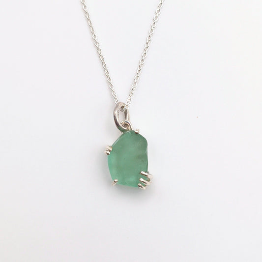 collana gocce di mare azzurro argento 925 vetrino di mare fatta a mano