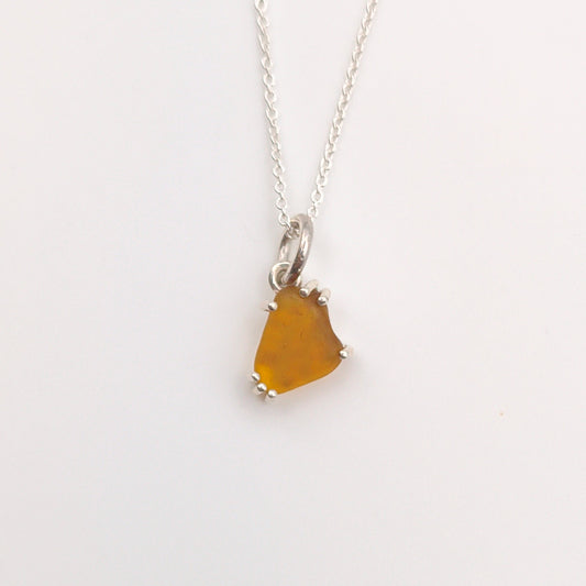 collana gocce di mare arancio argento 925 vetrino di mare fatta a mano
