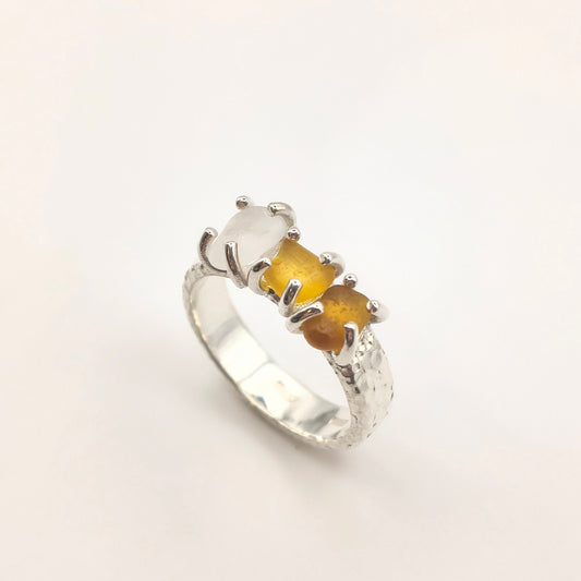 trilogy gocce di mare bianco arancio argento 925 fatto a mano