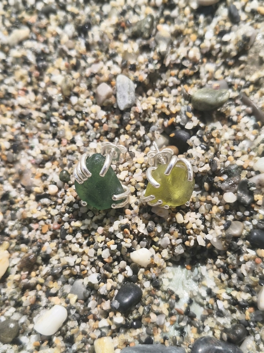 Orecchini Gocce di Mare - verde/giallo