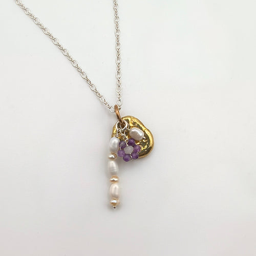 collana amy charms argento 925 ottone ametista fatta a mano