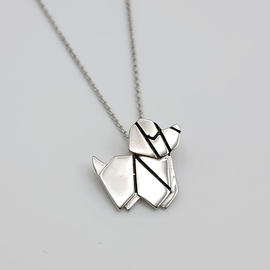 collana origami a forma di cane argento 925 fatta a mano