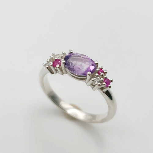 anello fiori di lillà collezione bouquet argento 925 ametista zirconi fatto a mano