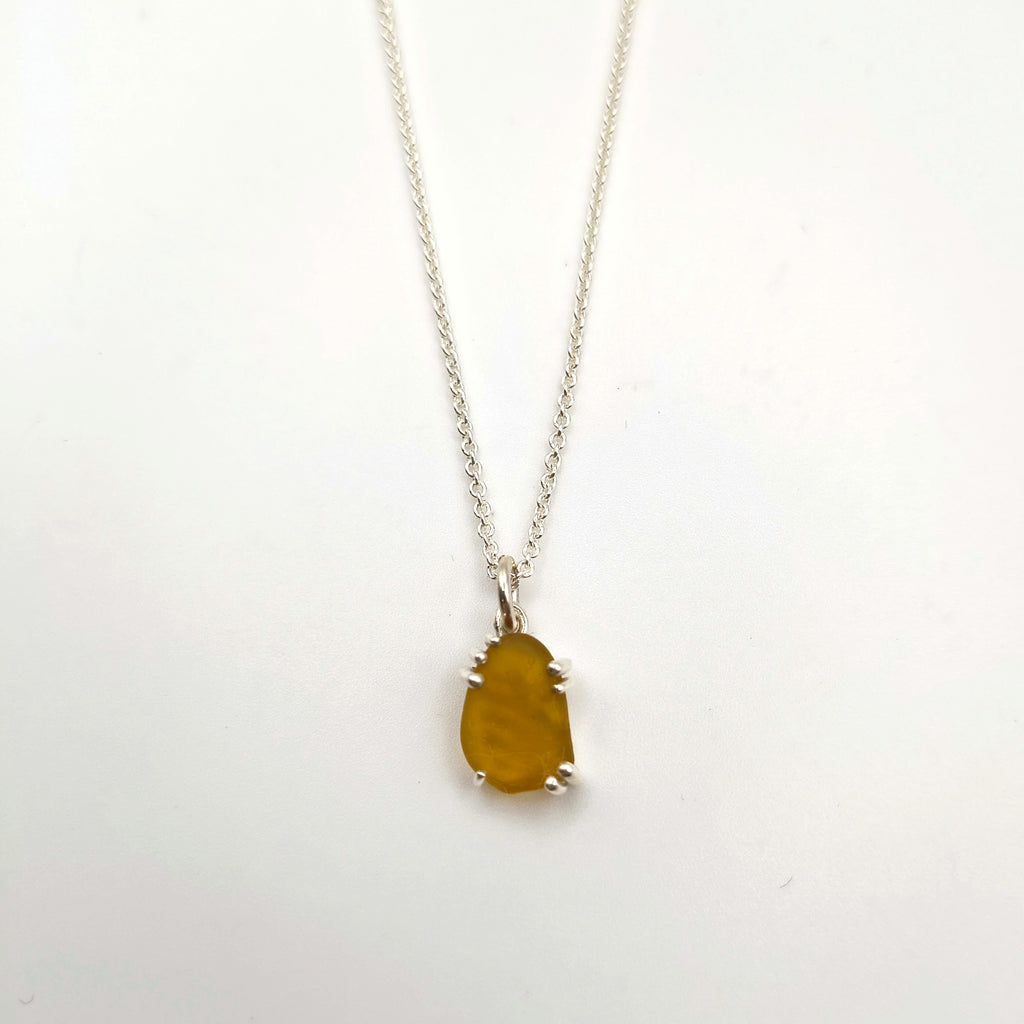 collana gocce di mare arancione argento 925 vetrino fatta a mano