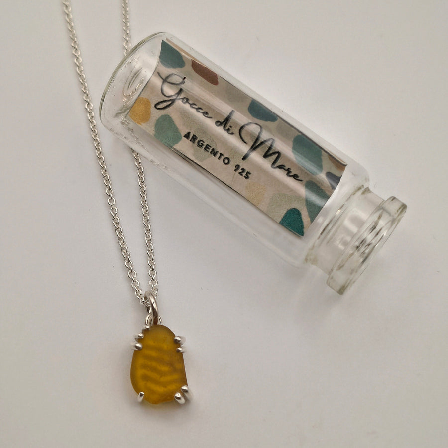 dettaglio collana gocce di mare arancione argento 925 vetrino