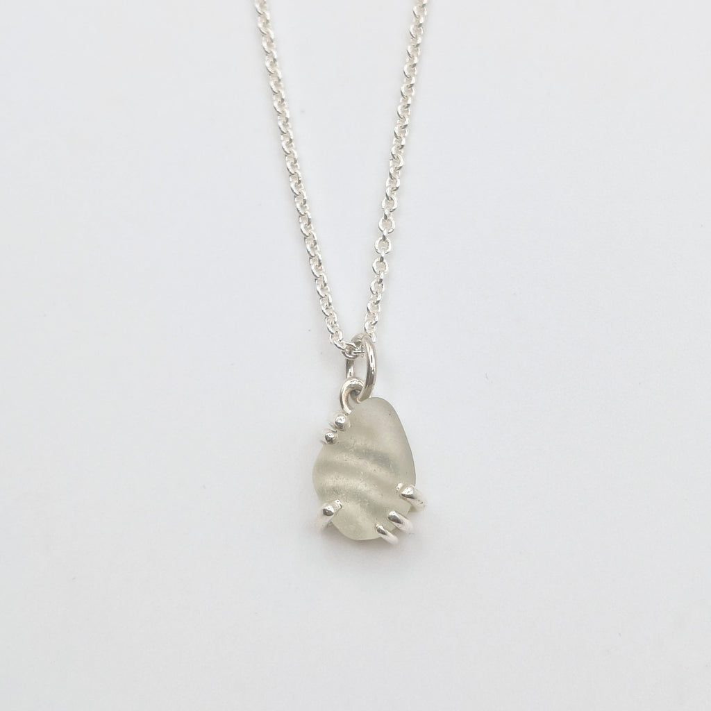 collana gocce di mare bianco argento 925 vetrino fatta a mano