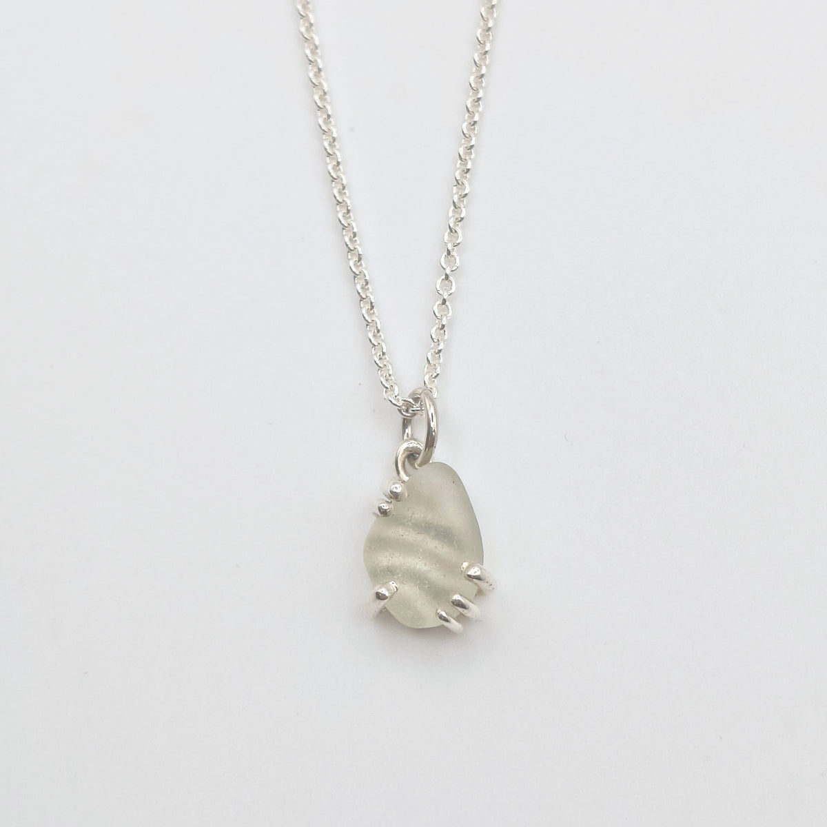 collana gocce di mare bianco argento 925 vetrino fatta a mano