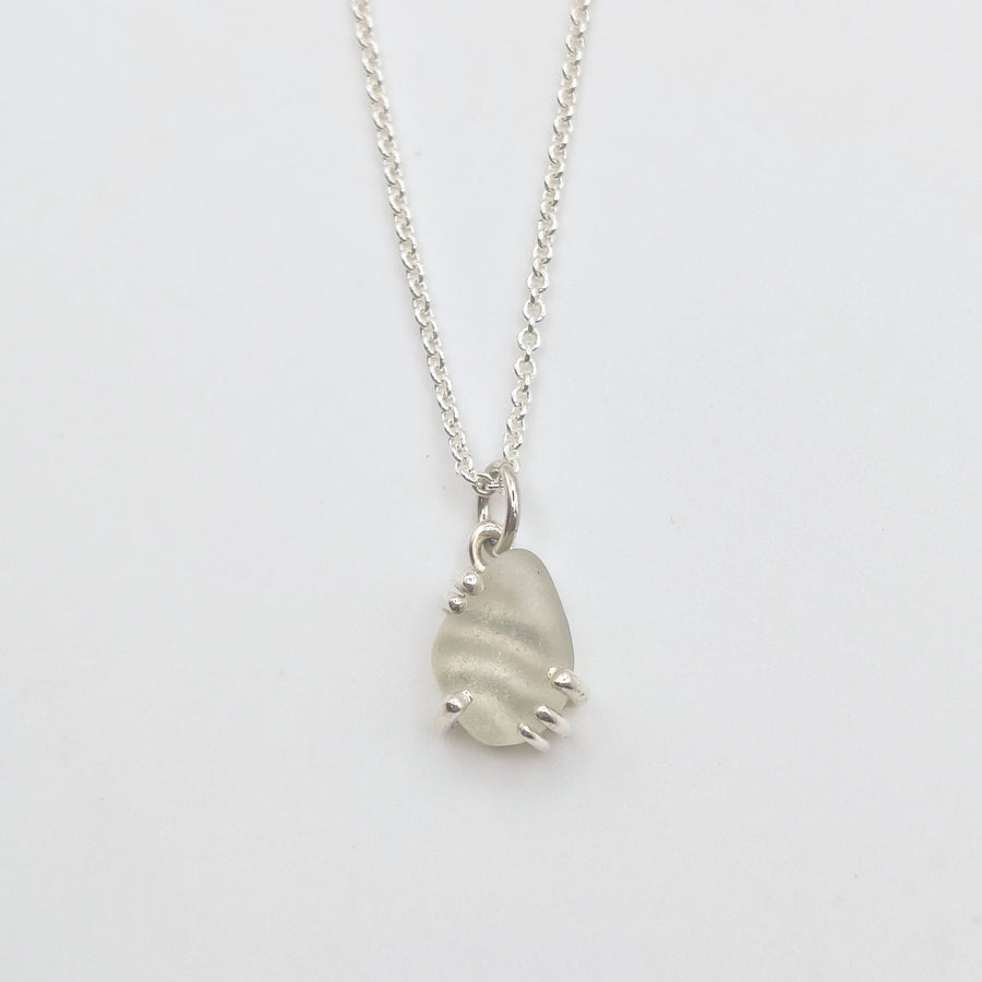 collana gocce di mare bianco argento 925 vetrino fatta a mano