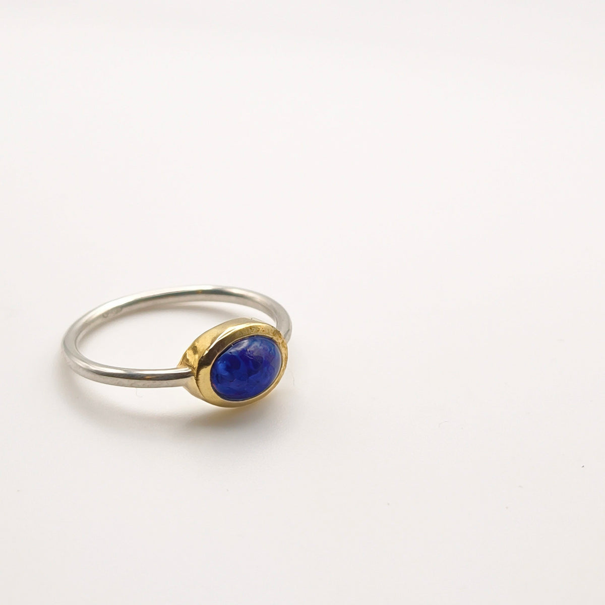 anello cerchi di luce lapislazzulo argento 925 ottone fatto a mano