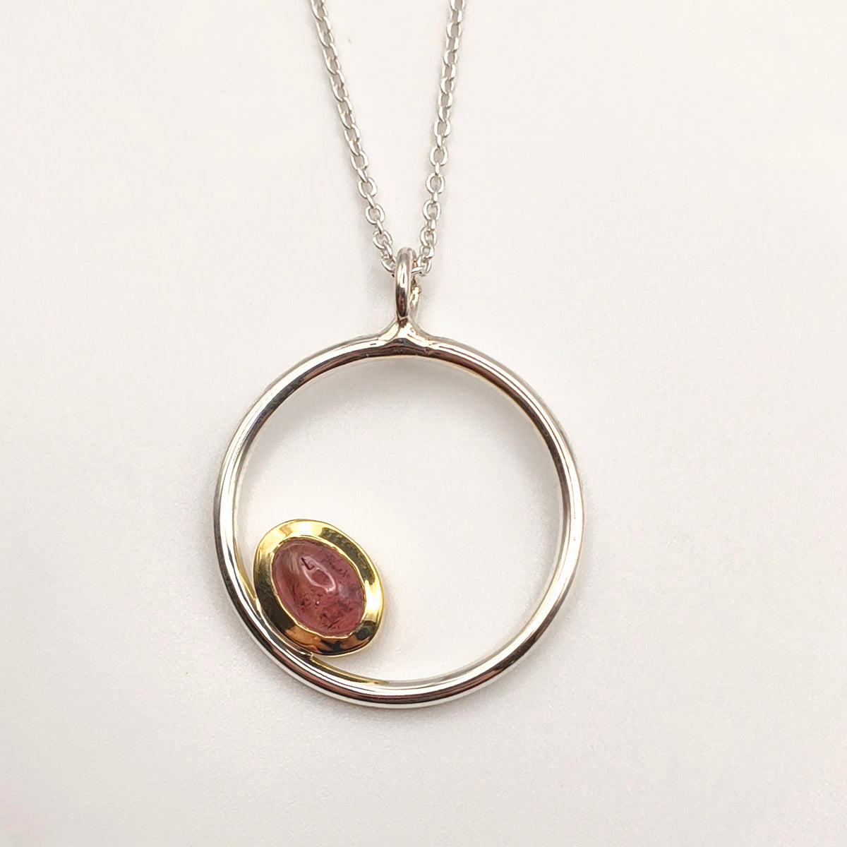 collana cerchio di luce tormalina argento 925 ottone fatta a mano